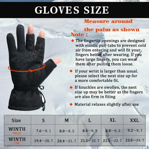 Miniatura 2 de Drasry Neoprene Palm Ice Fishing Gloves 3-Cut Fingers Warm for Men and Women Cold Weather Insulated Great for Winter Fly Fishing Photography Running