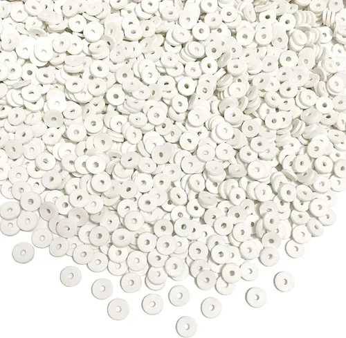 5000 cuentas de arcilla blanca, arcilla polimérica Heishi, cuentas espaciadoras planas redondas para pulseras, aretes, collares, manualidades hechas