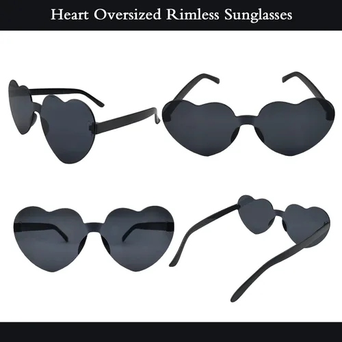 Miniatura 3 de Lentes de sol con forma de corazón, sin marco, para mujer, lentes de corazón, regalos de fiesta