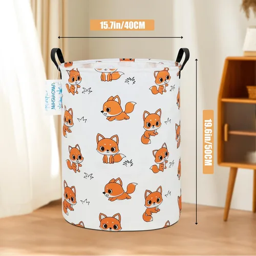 Miniatura 2 de Cesta de lona plegable para lavandería, cesta organizadora para almacenamiento de juguetes, cestas de regalo, ropa de dormitorio, ropa de niños, Fox