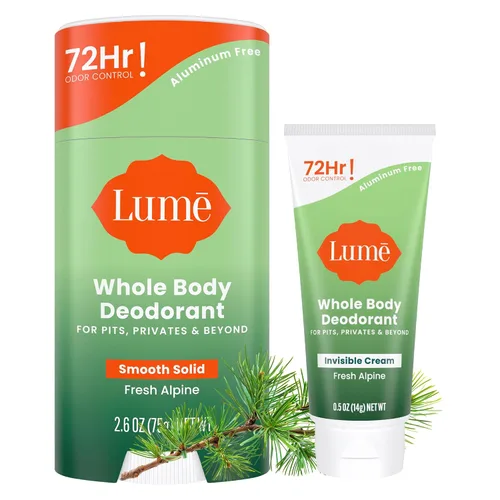 Miniatura 11 de Lume Desodorante para Todo el Cuerpo - Tubo de Crema Invisible Mini y Paquete de Barra Sólida - Control de Olor de 72 Horas - Sin Aluminio