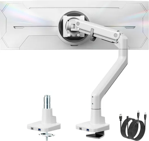 Miniatura 12 de monTEK Brazo de monitor de alta resistencia para pantalla curvada ultraancha de 17-57", soporta hasta 59.4 libras, brazo de resorte de gas