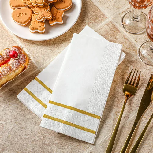 Miniatura 2 de Yinder 400 toallas desechables para invitados, toallas de mano de papel a granel, elegantes servilletas de papel decorativas para baño, cocina