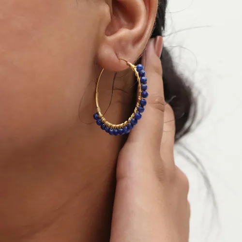 Miniatura 4 de Gempires - Aretes de cristal con cuentas naturales, hechos a mano, hipoalergénicos, sin deslustre, chapados en oro, aretes colgantes