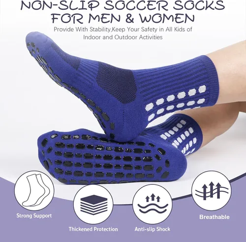 Miniatura 4 de 6 Pairs Grip Soccer Socks Colorful Non Slip Sports Football Basketball Hospital Yoga Socks for Men Women