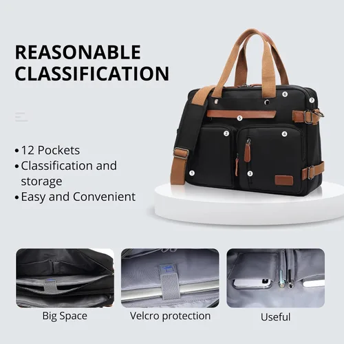Miniatura 7 de MOLNIA Mochila para laptop de 15.6 pulgadas para hombres y mujeres, maletines 3 en 1 para hombres, bolsa de mensajero, bolsa para computadora