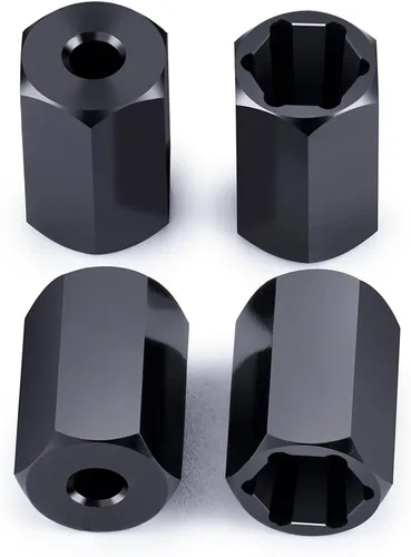 4 adaptadores de cubo hexagonal de rueda de 0.197 in a 0.276 in (+ 0.394 in) para 1/10 WPL D12 RC Truck Car 1/24 SCX24 RC accesorios negro