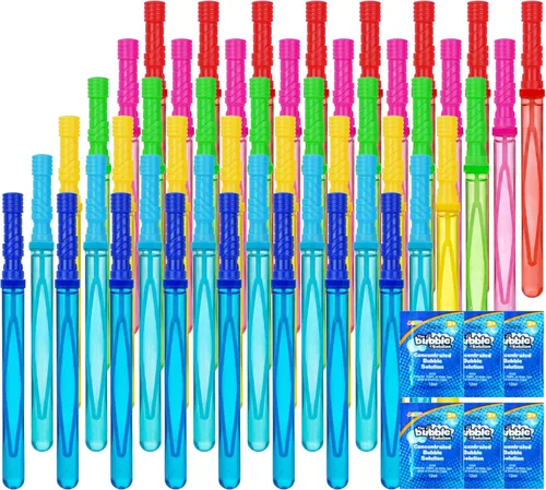 Miniatura 9 de JOYIN - Varitas grandes de 14.6 pulgadas para hacer burbujas para niños, 6 piezas con solución de recambio, juguete de verano, recuerdo de fiesta
