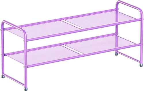 Miniatura 15 de SUFAUY Zapatero de malla de 3 niveles, estante de zapatos de metal para armario de 33 pulgadas de ancho, resistente, negro