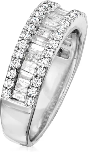 Miniatura 3 de Ross-Simons 1.00 ct. t.w. Baguette and Round Diamond Ring in Sterling Silver