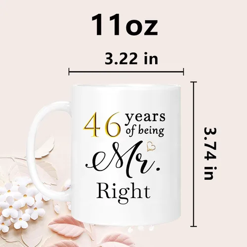 Miniatura 6 de Juego de 2 tazas de café para el 46 aniversario, regalos de boda para parejas, padres, abuelos, hombres, mujeres, marido, esposa, él, ella, caja
