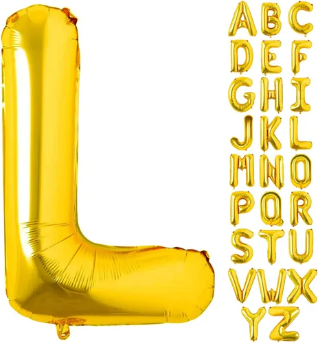 Lovoir Globos grandes de 40 pulgadas con la letra L dorada de gran tamaño, globo de helio de aluminio de Mylar para decoración de fiesta de Letra