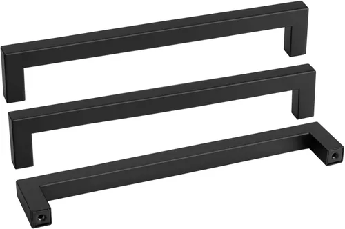 Miniatura 21 de Goldenwarm 1 paquete de manija cuadrada negra para cajones de gabinete de barra, de acero inoxidable, herrajes modernos para gabinetes de cocina