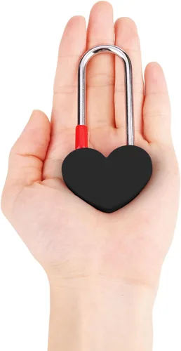 Miniatura 4 de Candado de amor VeYocilk de 3.5" 50mm en forma de corazón, candado de corazón negro para deseos de amor, ideal para bodas, San Valentín