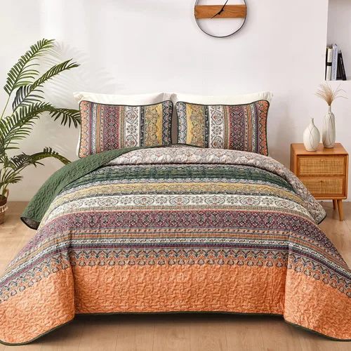 Miniatura 12 de WONGS BEDDING Juego de edredón bohemio tamaño Queen, juego de ropa de cama bohemio negro, colcha ligera para decoración de cama para todas