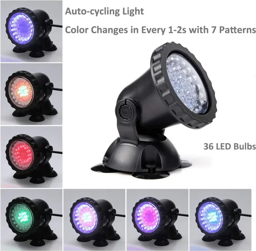 Miniatura 3 de Luces de estanque Luz de fuente subacuática 3.5W Cambio de color Foco sumergible con 36 bombillas LED Luz subacuática impermeable IP68 Luz de set of