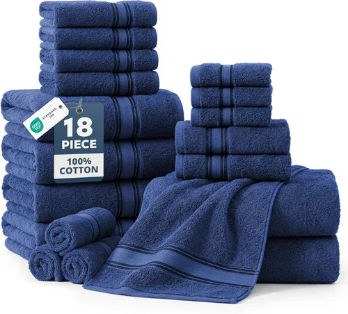 Miniatura 81 de Lane Linen Juego de 4 toallas de baño de 100 % algodón (35 x 66 pulgadas), juego de toallas de baño extragrandes de algodón sin torsión, secado Gris