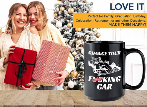 Miniatura 6 de Taza de café Racer de 15 onzas, color negro, cambia tu coche, Fuel Speed Racer Car Guys Circuit Automotriz Racing Boy Regalos para él, papá