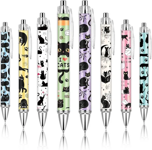 Miniatura 9 de Ireer 8 bolígrafos de bola para mujeres 1.00 mm de tinta negra lindos y elegantes, bolígrafos de punta fina de escritura suave para estudiantes