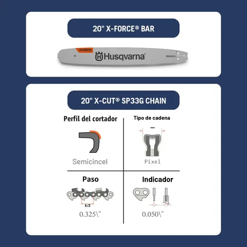 Miniatura 10 de Husqvarna Motosierra de gas 450S Rancher de 50.2 cc 3.2 HP, motor X-Torq de 2 ciclos, motosierra de 20 pulgadas con engrasador automático, para poda