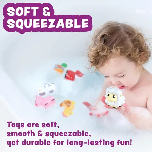 Miniatura 5 de Tub Works® Barnyard™ - Juguetes de baño sin moho, paquete de 6 Diseño de juguetes de baño sellados y sin agujeros que mantiene la humedad fuera