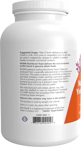 Miniatura 3 de NOW Suplementos, copos de levadura nutricionales, fortificados con vitaminas B adicionales, súper alimentos, 10 onzas