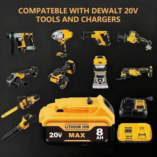 Miniatura 12 de 8.0Ah Compatible con la batería DeWalt 20V Max DCB200 DCB201 DCB180 DCB203 DCB204 DCB206 para herramientas eléctricas sin cable con indicador LED