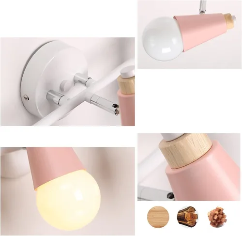 Miniatura 3 de Lámpara de pared nórdica de 3 cabezas, apliques de pared de macarrón ajustables, apliques de pared con botón enchufable, 3 luces, interruptor