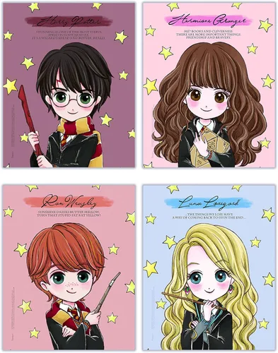 Miniatura 26 de Harry Potter - Banderas de la casa de Hogwarts - Gryffindor - Slytherin - Ravenclaw - Hufflepuff - Diseño geométrico - Juego de cuatro arte de pared