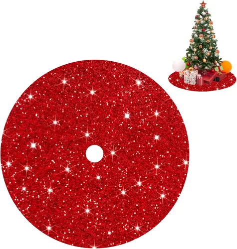Miniatura 18 de Faldas de árbol moradas de Navidad de 21 pulgadas, faldas de árbol de lentejuelas con purpurina, decoración de tela de terciopelo, falda de árbol