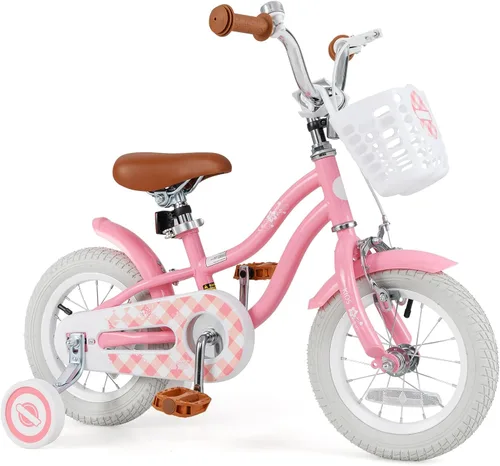 Miniatura 26 de BABY JOY Kids Bike, 12 14 16 18 20 Inch Boys Girls Bike w/Adjustable Seat, Removable Basket, Handbrake & Coaster Brake, Training Wheels or Turquesa