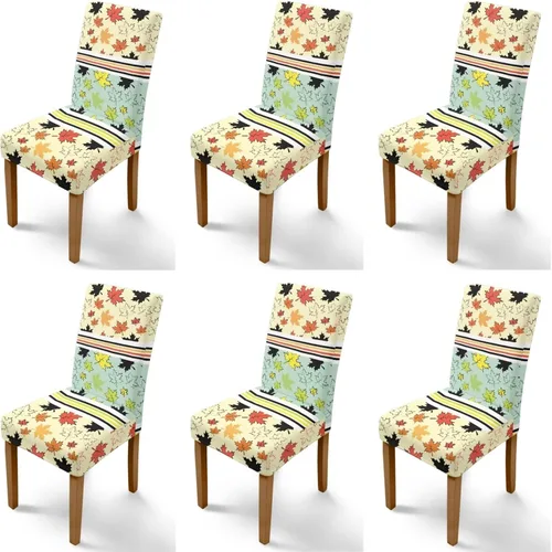 Miniatura 107 de Rnyleeg Thanksgiving Chair Covers for Living Room No Arms Turkey Pumpkin Stretch Dining Chair Covers Set of 6 Soft Washable Kitchen Chair Protector