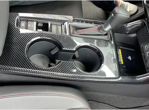 Miniatura 7 de Para Honda Civic 2022 2023 2024 2025 Consola central delantera Panel de salpicadero, cubierta de portavasos con patrón de fibra de carbono