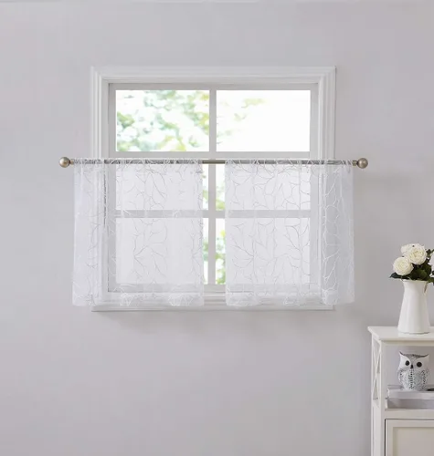 Miniatura 11 de Warm Home Designs Par de 2 cortinas de longitud corta de 54 pulgadas de ancho x 63 pulgadas de largo, cortinas transparentes bordadas con bordado