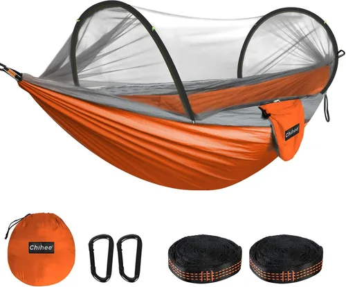 Miniatura 13 de Chihee - Hamaca ultraligera de camping para viajes, con red emergente, capacidad de carga de 299 kg, de nailon paracaídas transpirable y de secado