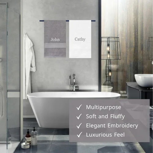 Miniatura 3 de Personalized Embroidered Soft Bath Towels - 2 Piece Decorative Towel Set for Bathroom, Gym, Sauna, Shower, Spa, Pool, & College Dorm - Cotton (Sage)