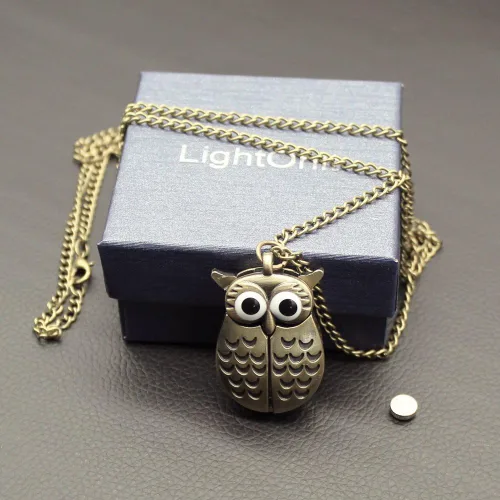 Miniatura 5 de Reloj de bolsillo vintage con diseño de búho volador, collar con colgante de suéter de cadena larga, para mujeres, hombres, niños y niñas, regalo
