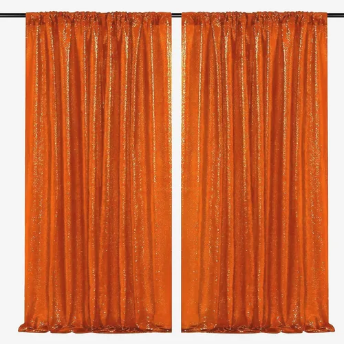 Miniatura 45 de Cortina tipo telón de fondo de lentejuelas rojas de 4 x 8 pies, 2 paneles de cortinas de fondo brillantes con purpurina para decoración de Rojo