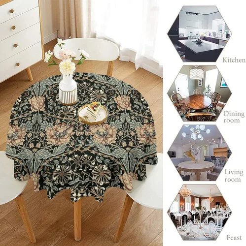 Miniatura 224 de Mantel Floral Retro de Pájaros, Diseño Original Bohemio William Morris Estampado Cubierta de Mesa para Hogar Picnic Fiesta Comedor Cocina William