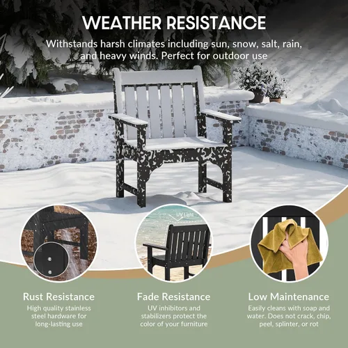 Miniatura 6 de WestinTrends Malibu Outdoor Patio HDPE Adirondack Silla de comedor para patio, color negro