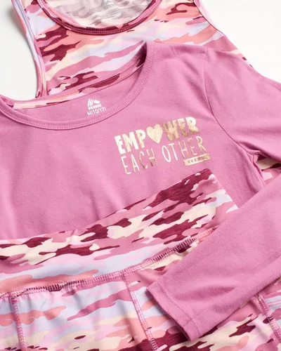Miniatura 3 de RBX Girls' Active Pants Set - 3 Piece Long Sleeve Shirt, Tank Top, and Leggings (7-16)