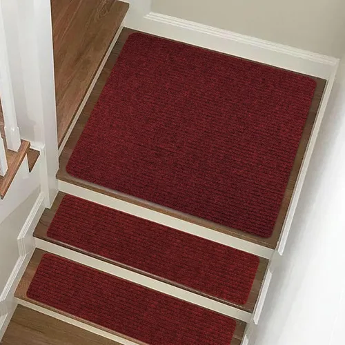 Miniatura 11 de Alfombra antideslizante para peldaños de 31 x 31 pulgadas, alfombra de aterrizaje a juego, antideslizante, resistente al deslizamiento, color negro