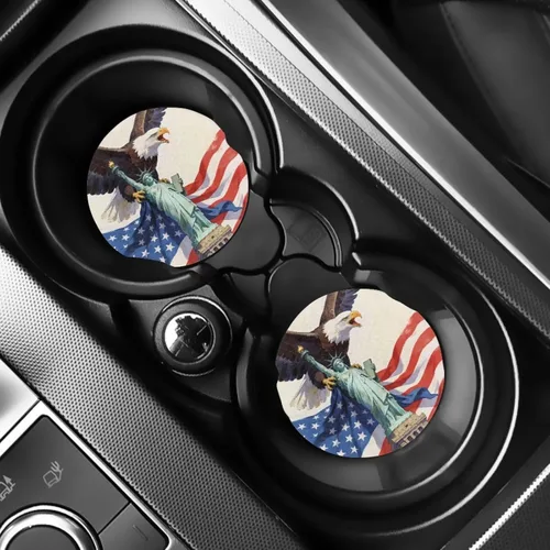 Miniatura 26 de AFPANQZ 250 Years Print Car Coasters for Cup Holders Absorbent Car Accessories 2.8" Car Cup Holder for Women 2 Pack