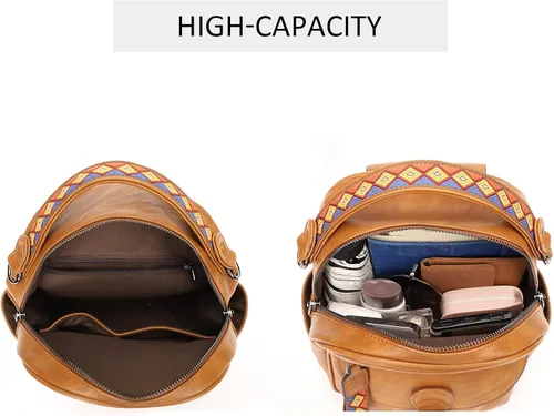 Miniatura 5 de KL928 Mochila pequeña para mujer, mochila de hombro a la moda, marrón (YELLOWISH BROWN), Mochilas Daypack