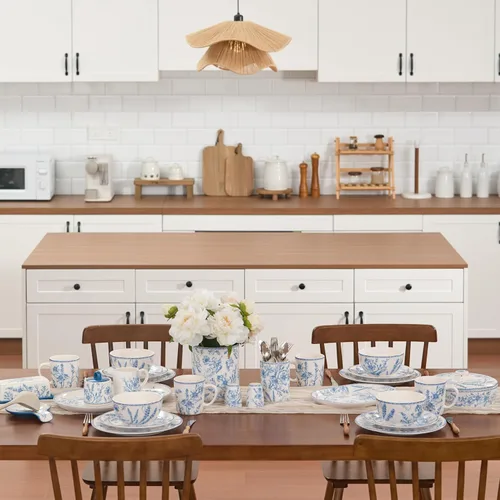 Miniatura 7 de Bico Blue Garden Toile De Jouy - Juego de azucarero y cremera de cerámica, azucarero con tapa, lindo recipiente para barra de café, accesorios