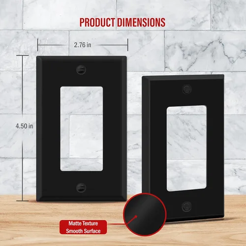 Miniatura 2 de ENERLITES Placa de Pared Metálica para Interruptor Decorativo, Tapa de Tomacorriente, Resistente a la Corrosión, Tamaño Estándar 1-Gang 4.50" x