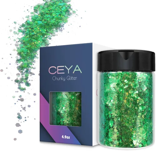 Miniatura 18 de Ceya Polvo de purpurina blanca ultra fina de 3.5 onzas/3.53 oz de ópalo mágico iridiscente para manualidades de 1/128 pulgadas, 0.008 pulgadas