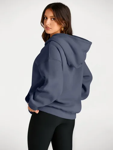 Miniatura 52 de Trendy Queen - Sudaderas extragrandes con capucha para mujer, suéteres de manga larga, sin botones, de vellón, de otoño, ropa de invierno