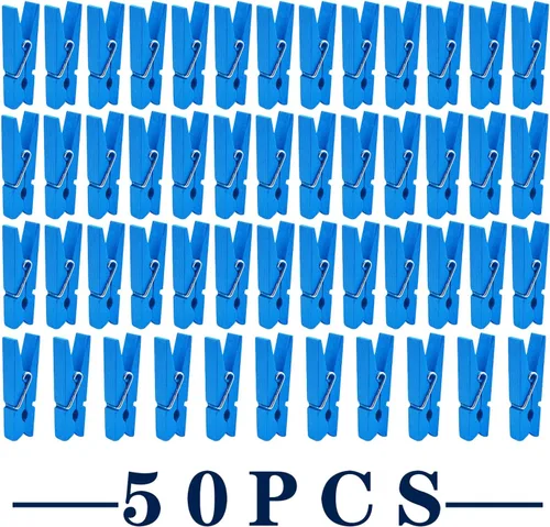 Miniatura 2 de Jdesun 50 pinzas de madera azules, mini pinzas de madera para colgar fotos, pinzas para ropa de lavandería, pinzas para colgar fotos, ropa