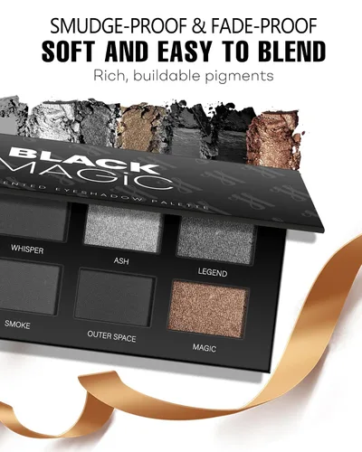Miniatura 2 de Paleta de sombras de ojos ahumadas negras, 8 colores, gris oscuro, sombra de ojos ahumada para maquillaje gótico, negro, plateado, blanco, gris